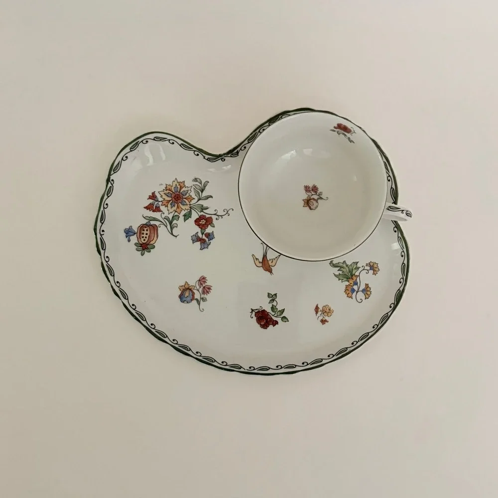 SYRACUSE China Roslyn Antique Snack Plate & Cup Set Floral O.P. Co. 1916